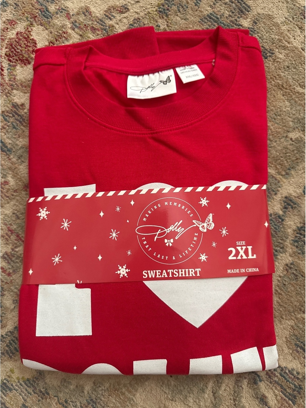 Dolly Sweatshirt Size 2XL Red with White Print